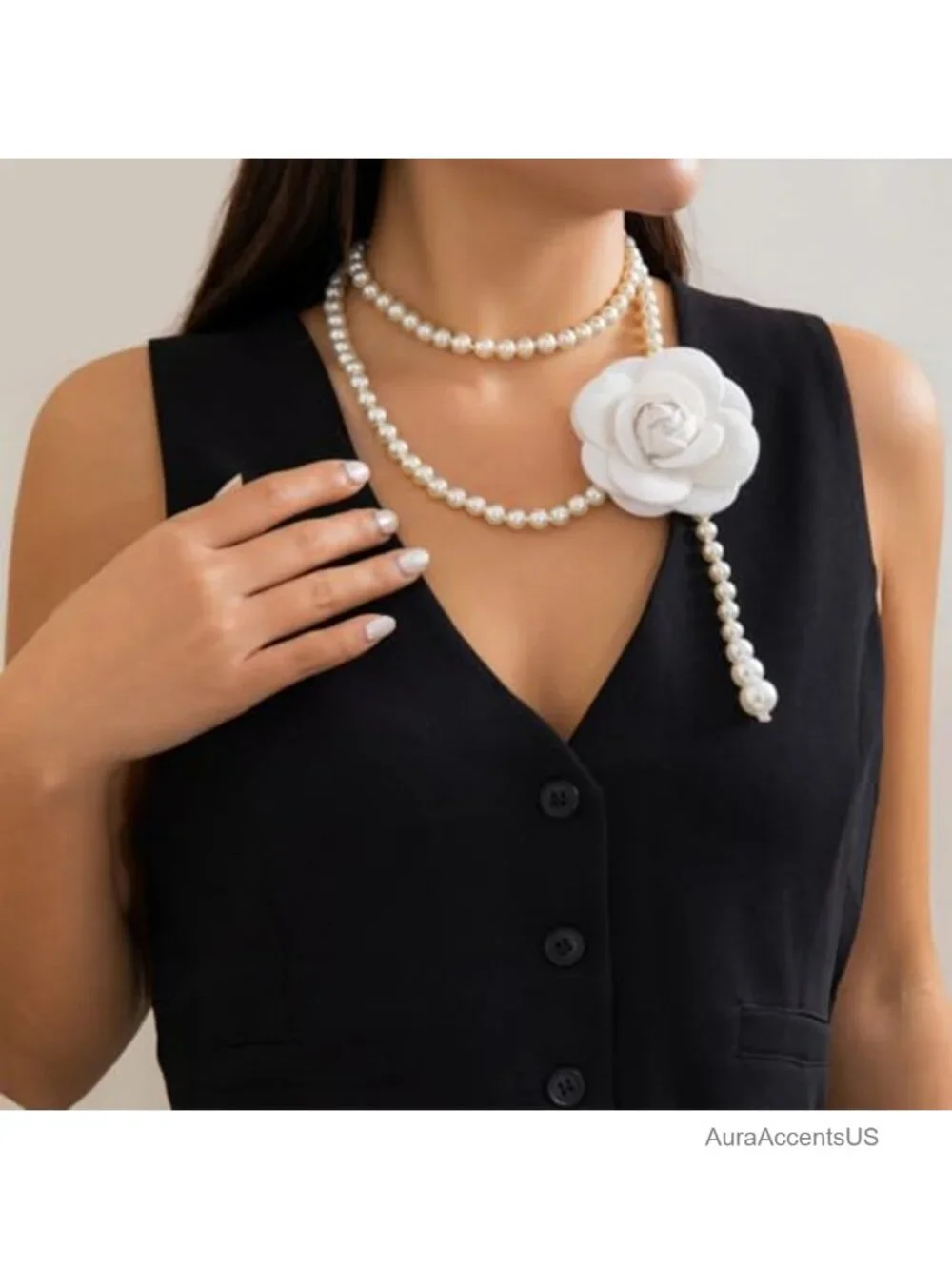 Large Floral Pearl Bead Waist Belt Faux Leather